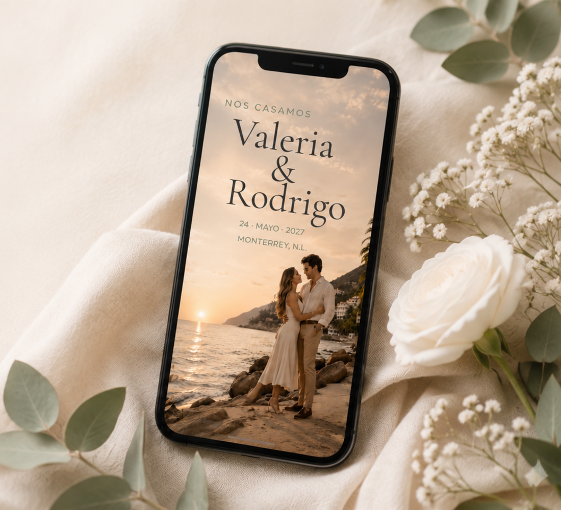 Invitación digital de boda de Valeria y Rodrigo